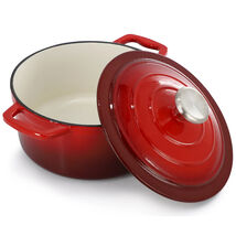 MegaChef 2.7 Quart Round Enameled Cast Iron Casserole in Gradient Red - $58.41