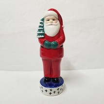 Santa Figurine Avon 9" Glossy Red Blue Christmas Santa Claus Decoration - £7.04 GBP