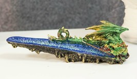 Ebros Green Jade Dragon Guarding Blue Quartz Crystal Quarry River Incens... - $21.99