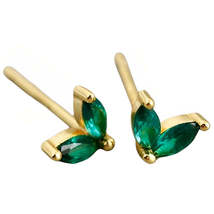 Anyco Earrings Fashion Gold Stud Chic Simple Zircon For Teen Women Jewelry Green - £14.02 GBP
