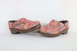 Sanita Womens Size 7 EU 38 Rainbow Flower Power Floral Slip On Clogs Mules Shoes - £46.67 GBP