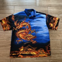 MT:2 Button Up Short Sleeve Shirt Dragon Double Sided Korea Mens Size Large - $371.81 MXN