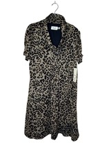 Eliza J Women&#39;s Dress Leopard Print Cowlneck Pleated Mini Puff Sleeve La... - £24.18 GBP