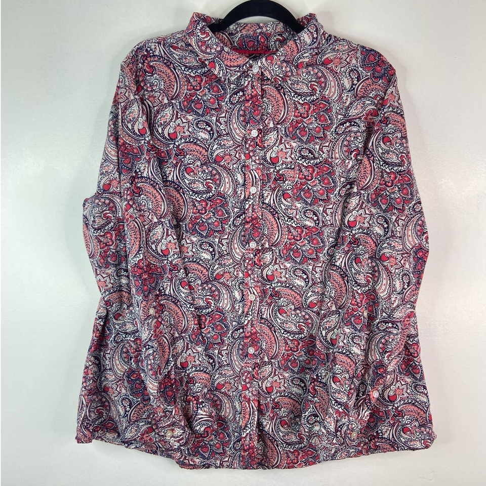 Primary image for Kim Rogers Womens Curvy Button Front Shirt Size 1X Paisley Long Sleeve Cotton