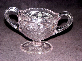 Vintage Indiana Glass cut Crystal Open Sugar Bowl  Saw Tooth Scalloped C... - $12.86