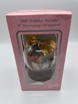 Barbie Doll Holiday Christmas Decoupage Ornament &amp; Stand 1997 Vintage  - £3.77 GBP