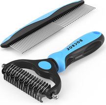 Pet Grooming Combo - Blue Deshedding Brush with Metal Comb for Detanglin... - €10,90 EUR