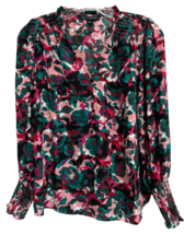 Zac &amp; Rachel Women&#39;s Blouse Top Floral Long Sleeve Shirred Cuff Sz S Multicolor - £13.44 GBP