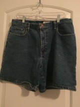 Eddie Bauer Women&#39;s Blue Jean Shorts Zip &amp; Button Pockets Size 14 - $39.77