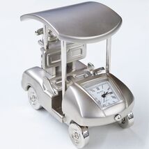 Bey-Berk Silver mini  Golf Cart Clock quartz decorative Desk top - $39.95