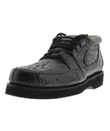 Mens Real Crocodile Ostrich Skin Shoes Black Leather Casual Sneakers Siz... - $232.49 CAD