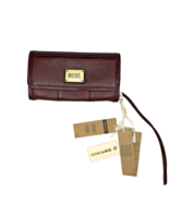 Diesel Maroon Leather Wallet NWT Heroic Traveller Bifold Zip Coin Wristl... - $26.72