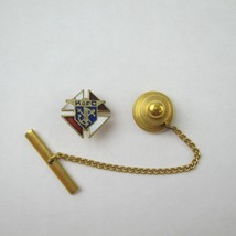 Vintage Knights of Columbus Member Tie Tack Lapel Pin with Chain Tie Bar - £7.95 GBP