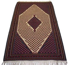 Handmade vintage Persian Senneh kilim 3.4&#39; x 5.4&#39; (106cm x 165cm) 1970s - £916.27 GBP