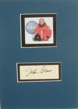 John Glenn Signed Matted Page &amp; Photo - Space Shuttle Discovery&#39;s S T S-95 w/co - £229.02 GBP