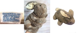 PUPPET Dakin Rabbit Hand Puppet Plush Brown Bunny 12 INCHES Brown Stuffed Puppet - $8.00