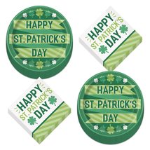 HOME &amp; HOOPLA St. Patrick&#39;s Day Party Lucky Clover Paper Dinner Plates a... - $15.29