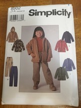 Simplicity 8902 Sewing Pattern Child Jacket Hooded Pull-on Pants Sz A 3-... - $90.24 MXN