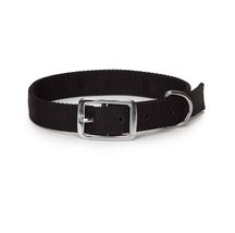 MPP Classic Black Dog Collars Double Thick Nylon Strong Metal Buckle Hea... - $12.91+