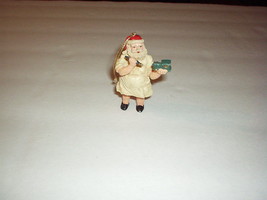 Antique Ceramic SANTA Figurine in work Apron Repairing Train Toy w/Gold ... - $5.99