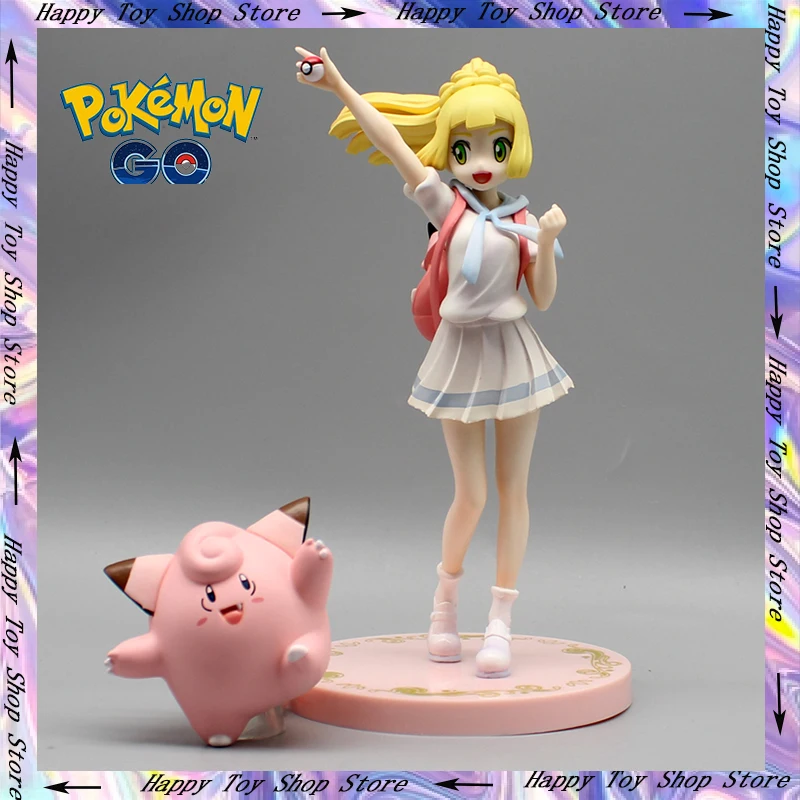 19cm Pokemon Center Original Figure Ganba Lillie &amp; Pippi Clefairy Anime Figure - £28.21 GBP+