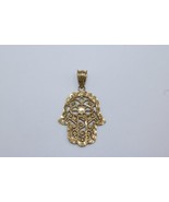 10K Yellow Gold Diamond-Cut Hamsa Charm Jewish Amulet Evil Eye Protectio... - $125.00