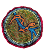 Shipibo Hand Embroidered Round Patch | Snake | 10&quot; (25 cm) Diameter - $28.49