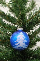 Feathery Trees 2-5/8" Glass Ball Christmas Ornament - £7.82 GBP