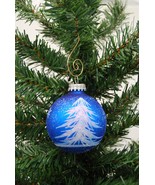 Feathery Trees 2-5/8&quot; Glass Ball Christmas Ornament - £7.82 GBP