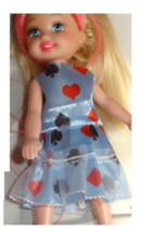 Barbie doll family Little Sister Kelly and friends deck of cards print dress - £7.98 GBP