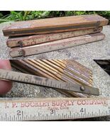 antique folding ruler stick measure advertising RARE REMOVABLE BRASS RULER! - $69.99