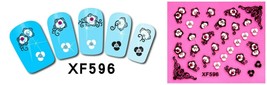 Nail Art 3D Stickers Stones Design Decoration Tips Flower White Black XF596 - £2.26 GBP