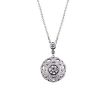 925 Sterling Silver Platinum Plated 1.75 CT White Cubic Zirconia Hellow ... - $69.00