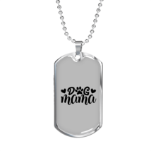 Dog Mama Plain Necklace Stainless Steel or 18k Gold Dog Tag 24&quot; Chain - £38.05 GBP+