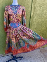 Vintage Oscar De La Renta Couture silk Metallic embroidered Skirt Blouse Set S 4 - £1,007.23 GBP