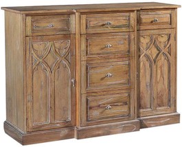 St Croix Console Cabinet Gothic Beachwood Solid Wood 3-Doors 3-Drawer - £2,246.74 GBP