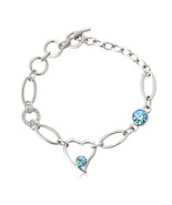 LUMAX SWAROVSKI HEART BRACELET ( AQUAMARINE ) - £47.15 GBP