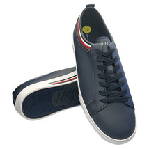 NWT TOMMY HILFIGER MSRP $119.99 MENS NAVY LEATHER LACE UP SNEAKERS SHOES... - $49.49