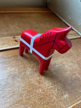 Dansk Design Larsen Denmark Red &amp; White Painted Swiss Flag Style Wood Dala Horse - $19.39