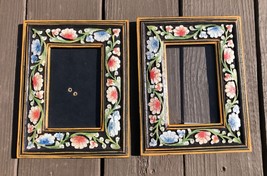 Vintage Wood Carved HandPainted Picture Frames India Coral Blue Green Coral - £22.99 GBP