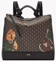 Fossil Elina Convertible Black Brown Floral Logo Backpack SHB2999979 NWT $180 - £63.04 GBP