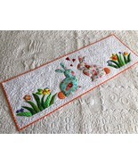 Quilted loving Easter bunnies table runner, Bed topper, Spring tablecloth - £86.26 GBP