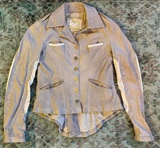 John De Rise Sz 42 M L Lambskin Leather &amp; Cloth Jacket Italy gray Steampunk - £66.19 GBP