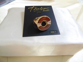 Thalia Sodi Gold-Tone Crystal &amp; Wood Stretch Ring E851 - $9.59