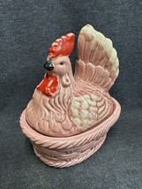 Royal Sealy Hen on Nest Covered Dish Hand Painted - Japan Rare Pink W/ Sticker - £18.68 GBP