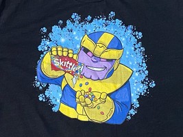 Marvel Thanos T-Shirt - Adult 2XL Size Short Sleeve Black Tee Eating Skittles - £11.64 GBP