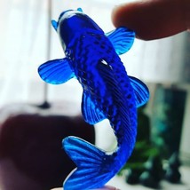 Unique Sapphire Koi Brooch Fish Miniature Carp Lucky Handmade Pin Blue Badge - $12.65