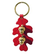RED OAK LEAF DOOR CHIME Handmade Stitched Leather &amp; Solid Brass Acorn Be... - £23.92 GBP