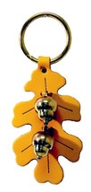 Yellow Oak Leaf Door Chime   Handmade Stitched Leather &amp; Solid Brass Acorn Bells - £23.95 GBP