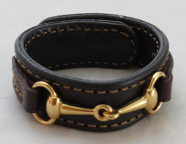 Snaffle Bit Bracelet Black Brown Fine Leather Gold Horse Equestrian USA ... - £35.72 GBP
